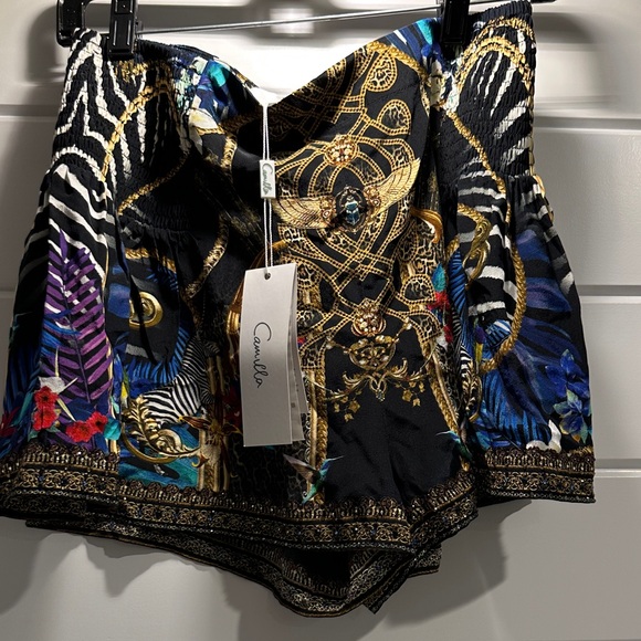 Camilla Pants - Camilla Women's Vibrant Black and Gold High Waist Shorts